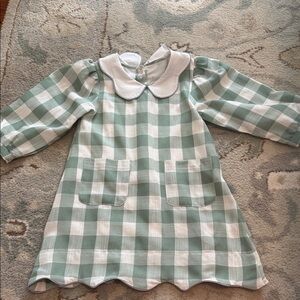 Green and White Checkered Dress with Peter Pan Collar 2T